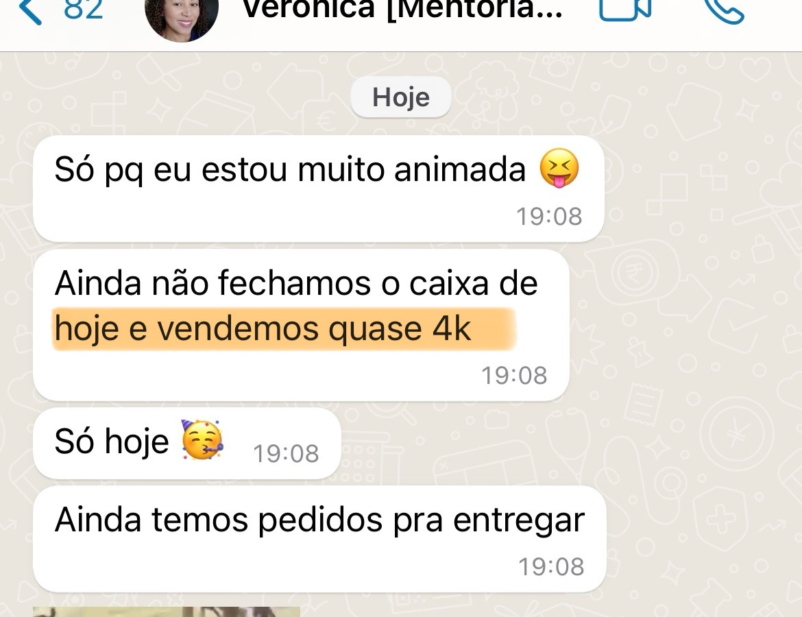 Mensagem da Verônica sobre quase R$ 4 mil vendidos em um dia